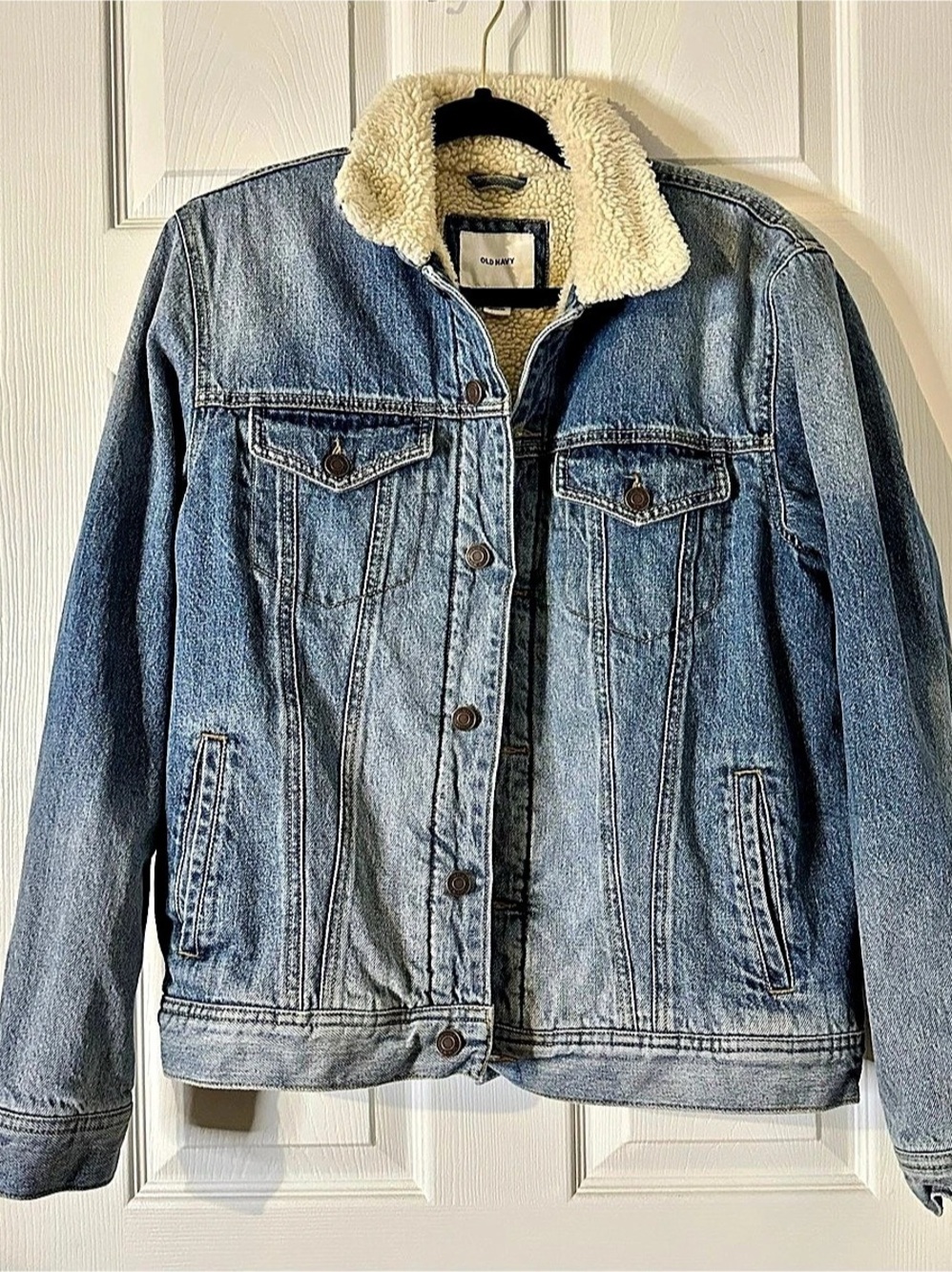 Old Navy Men’s Sherpa Lined Denim Trucker Jacket Blue Size M